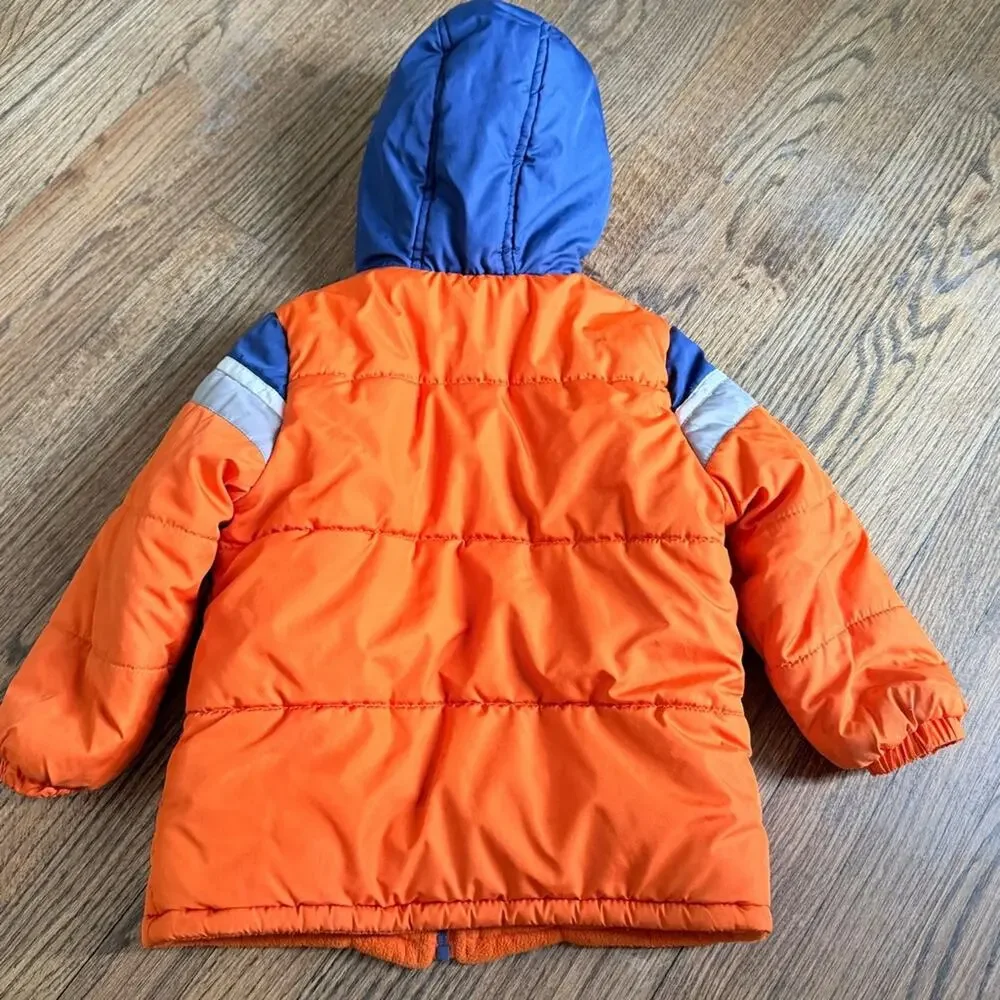 Boys 3T puffer jacket hooded winter bright orange Xtreme